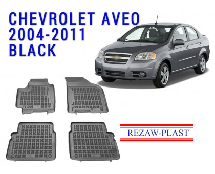 REZAW PLAST Rubber Car Mats for Chevrolet Aveo 2004-2011 Custom Fit Black