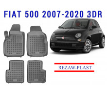 Rezaw-Plast  Rubber Floor Mats Set for Fiat 500 2007-2020 3DR Black