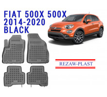 Rezaw-Plast  Rubber Floor Mats Set for Fiat 500X 500X 2014-2020 Black