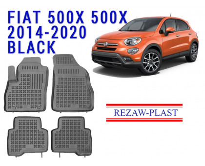 REZAW PLAST Floor Liners for Fiat 500X 500X 2014-2020 Custom Fit Black