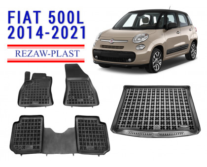 REZAW PLAST Vehicle Mats for Fiat 500L 2014-2021 Odorless Black
