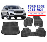 REZAW PLAST Full Set Floor Cover for Ford Edge 2015-2021 Anti-Slip Black
