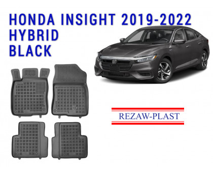 REZAW PLAST Floor Liners for Honda Insight 2019-2022 Hybrid All Weather Black 