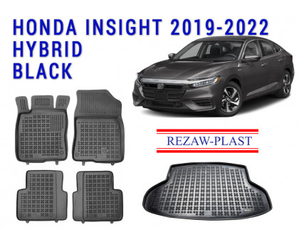 REZAW PLAST Auto Liners Set for Honda Insight 2019-2022 Hybrid Waterproof Black 