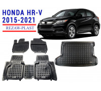 REZAW PLAST Floor Liners Set for Honda HR-V 2015-2021 Custom Fit Black