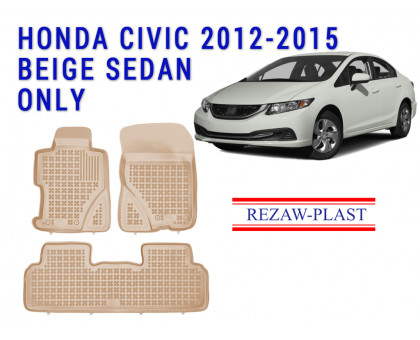 REZAW PLAST Car Liners for Honda Civic 2012-2015 Sedan Odorless Beige