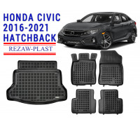 REZAW PLAST Custom Fit Floor Mats for Honda Civic 2016-2021 Hatchback Waterproof Black