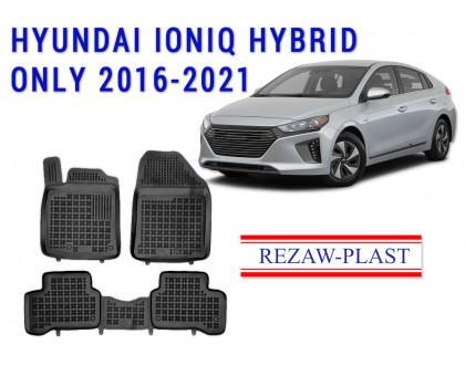 REZAW PLAST Premium Floor Mats for Hyundai Ioniq Hybrid Only 2016-2021 Durable Black 