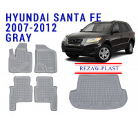 Rezaw-Plast Floor Mats Trunk Liner Set for Hyundai Santa Fe 2007-2012 Gray