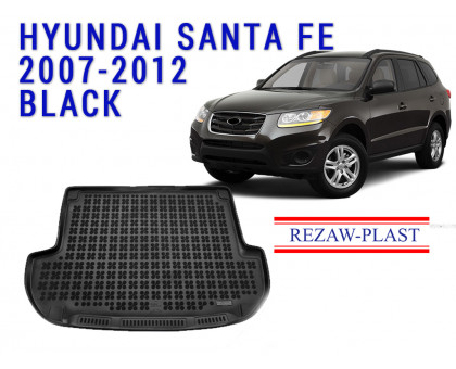 REZAW PLAST Trunk Mat for Hyundai Santa Fe 2007-2012 Anti-Slip Black