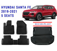 REZAW PLAST Custom Fit Floor Mats for Hyundai Santa Fe 2019-2021 5 Seats Odor Molded