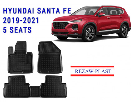 REZAW PLAST Trusted Floor Mats for Hyundai Santa Fe 2019-2021 All Weather Black