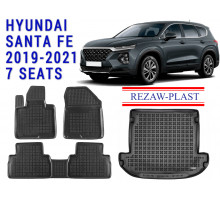 REZAW PLAST Floor Liners for Hyundai Santa Fe 2019-2021 Durable Black