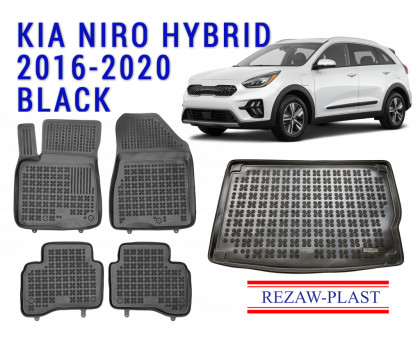 REZAW PLAST Rubber Mats for Kia Niro Hybrid 2016-2020 All Season Black