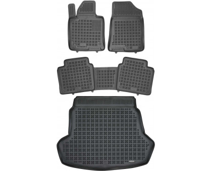 Rezaw-Plast Floor Mats for 2015-2019 Kia Optima Car Mats & Cargo Mat All Season Black