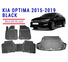 Rezaw-Plast Floor Mats Trunk Liner Set for Kia Optima 2015-2019 Black