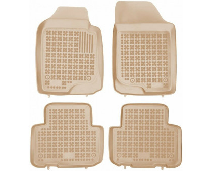 Rezaw-Plast Rubber Floor Mats for 2007-2010 Kia Rondo Car Mats Odorless Beige