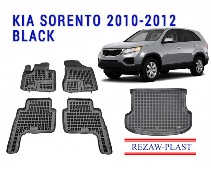 REZAW PLAST Floor Liners Set for Kia Sorento 2010-2012 All Weather Black