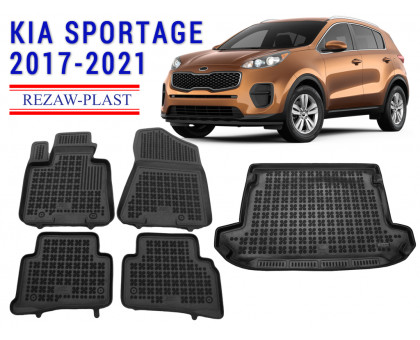 REZAW PLAST Floor Mats Set for Kia Sportage 2017-2021 Durable Black