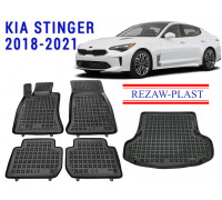 Rezaw-Plast Floor Mats Trunk Liner Set for Kia Stinger 2018-2021 Black