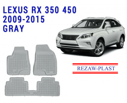 REZAW PLAST Custom-Fit Rubber Mats for Lexus RX 350 450 2009-2015 Anti-Slip Gray 