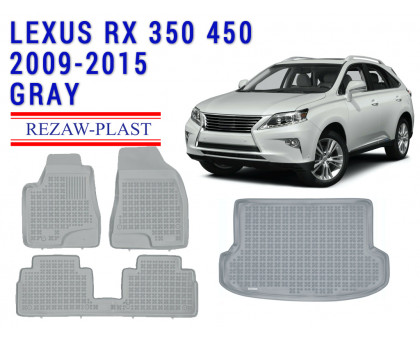 Rezaw-Plast  Floor Mats Trunk Liner Set for Lexus RX 350 450 2009-2015 Gray