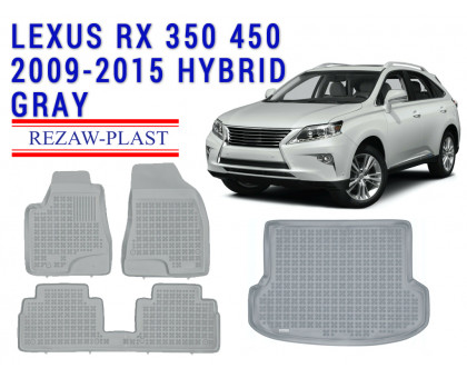 Rezaw-Plast  Floor Mats Trunk Liner Set for Lexus RX 350 450 2009-2015 Hybrid Gray