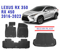 Rezaw-Plast Floor Mats Trunk Liner Set for Lexus RX350 RX450 2016-2022 Black