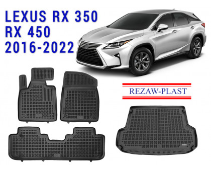 Rezaw-Plast Floor Mats Trunk Liner Set for Lexus RX350 RX450 2016-2022 Black