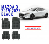 REZAW PLAST Rubber Car Mats for Mazda 3 2019-2022 Waterproof Black