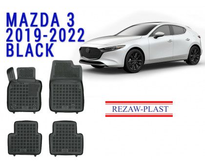 REZAW PLAST Rubber Car Mats for Mazda 3 2019-2022 Waterproof Black
