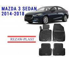 Rezaw-Plast  Rubber Floor Mats Set for Mazda 3 Sedan 2014-2018 Black