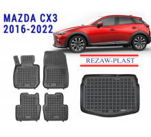 REZAW PLAST Vehicle Mats for Mazda CX-3 2016-2022 Anti-Slip Black
