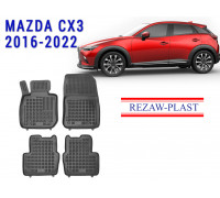 REZAW PLAST Rubber Mats for Mazda CX-3 2016-2022 - All Season Non-Slip Car Liners Set