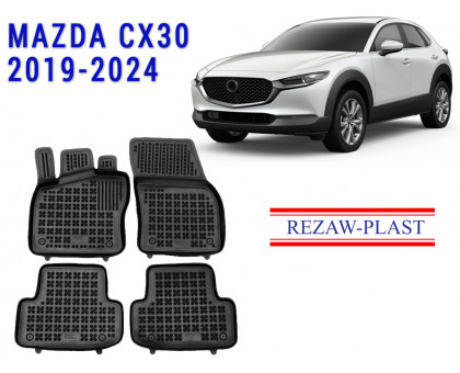 REZAW PLAST Car Floor Liners Exact Fit for Mazda CX-30 2019-2024 Odorless Black