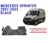 REZAW PLAST Floor Mats for Mercedes Benz Sprinter 2007-2023 Cargo Van Only 1St Row All Weather Rubber Liner Molded Odor 1500 2500 3500 Durable Waterproof