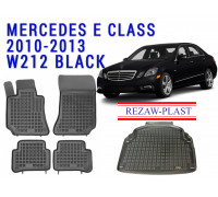 REZAW PLAST Floor Liners Set for Mercedes E Class 2010-2013 Odorless Black 