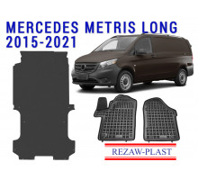 Rezaw-Plast Floor Mats Cargo Liner Set for Mercedes Metris Long 135WB Black 2015-2021