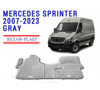REZAW PLAST Floor Mats for Mercedes Benz Sprinter 2007-2023 Cargo Van Only 1St Row All Weather Rubber Liner Molded Odor 1500 2500 3500 Waterproof Non-Slip