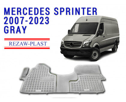 REZAW PLAST Floor Mats for Mercedes Benz Sprinter 1500 2500 3500 1St Row 2007-2023 All Season Gray