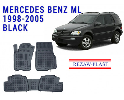 REZAW PLAST Rubber Floor Liners for Mercedes Benz ML 1998-2005 Waterproof Black 