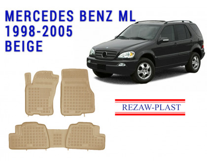 REZAW PLAST All-Weather Rubber Mats for Mercedes ML 1998-2005 Anti-Slip Beige