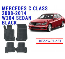 Rezaw-Plast  Rubber Floor Mats Set for Mercedes C Class 2008-2014 W204 Sedan Black