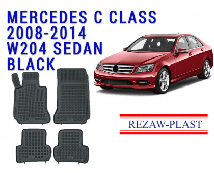 REZAW PLAST Custom Fit Floor Mats for Mercedes C Class 2008-2014 W204 Sedan All Weather Black