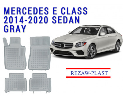 REZAW PLAST Rubber Car Mats for Mercedes E Class 2014-2020 Sedan All Weather Gray