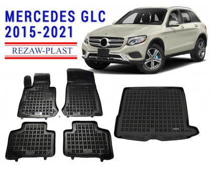 REZAW PLAST Floor Mats Set for SUV for Mercedes GLC 2015-2021 All Season Black 