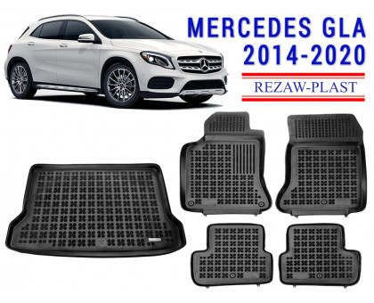 REZAW PLAST Custom Fit Floor Mats - Exact Fit for Mercedes GLA 2014-2020 Custom Fit Black 