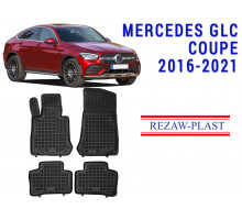 REZAW PLAST Custom-Fit Rubber Mats for Mercedes GLC Coupe 2016-2021 Odorless Black