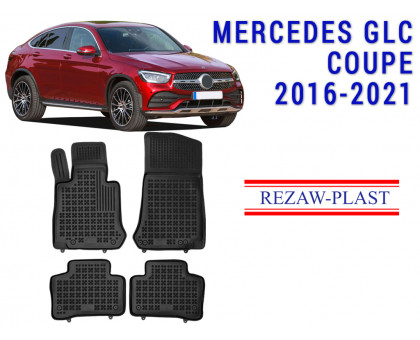REZAW PLAST Custom-Fit Rubber Mats for Mercedes GLC Coupe 2016-2021 Odorless Black