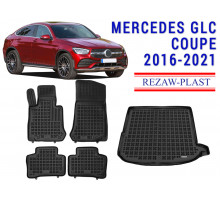 REZAW PLAST Floor Cover Set for Mercedes GLC Coupe 2016-2021 Waterproof Mats Anti Slip
